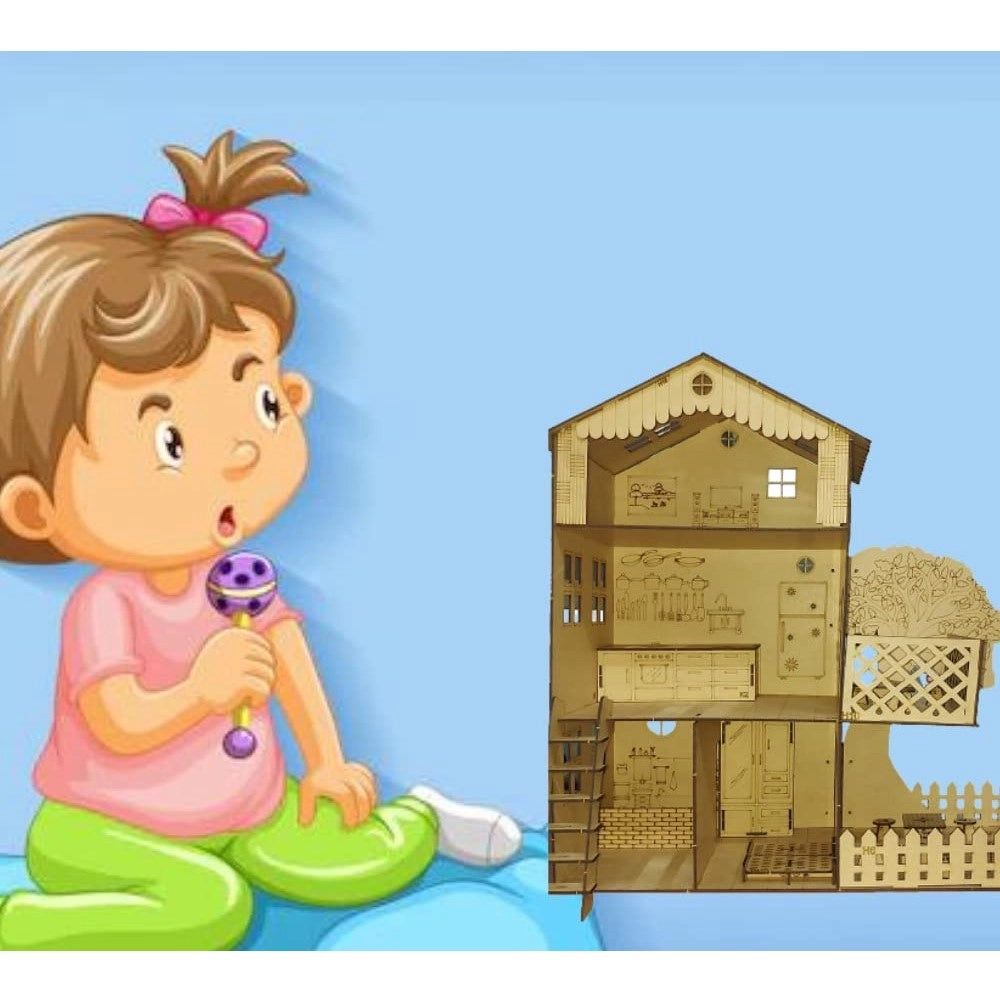 Amfyn Plastic Dollhouse For Girls With Furniture (Assorted)