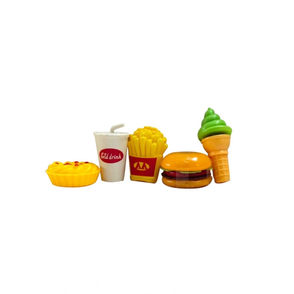 Amfyn Plastic Doll Set With Fast Food Accessories (Yellow)