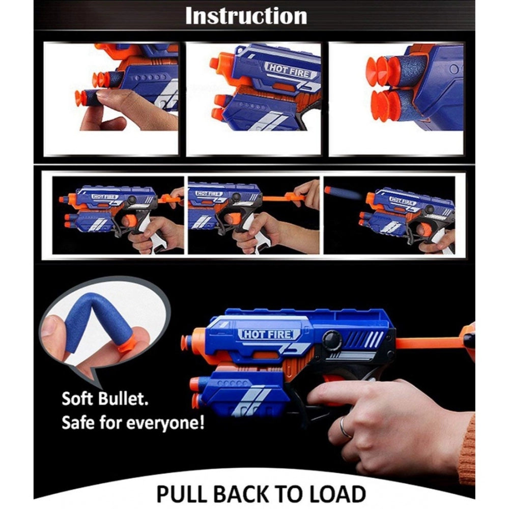 Amfyn Plastic Blaze Storm Soft Bullet Toy Gun For Boy With 10 Safe Soft Foam Bullet Shooting Gun (Blue)