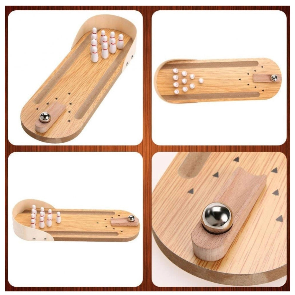 Amfyn Wood Mini Fun Wooden Bowling Game (Wood Color)
