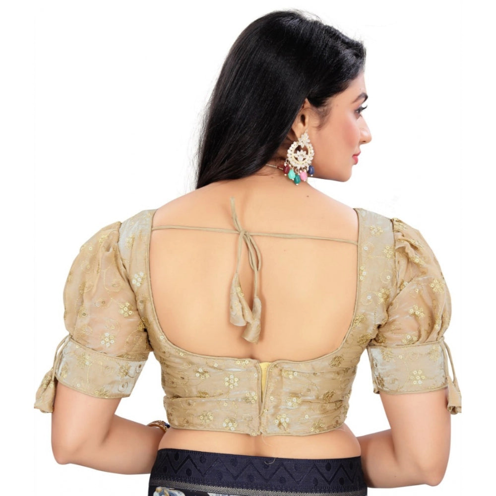 Amfyn Women's Jimmy Choo Embroidery Readymade Blouse (Beige, Size: Free Size)