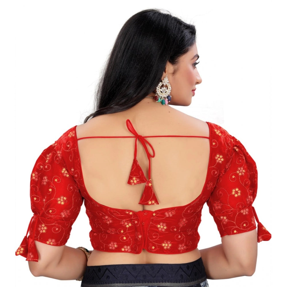 Amfyn Women's Jimmy Choo Embroidery Readymade Blouse (Red, Size: Free Size)