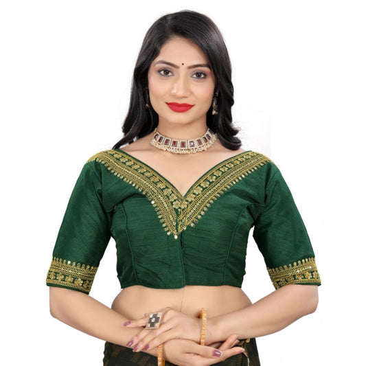 Amfyn Women's Banglory Embroidery Readymade Blouse (Green, Size: Free Size)