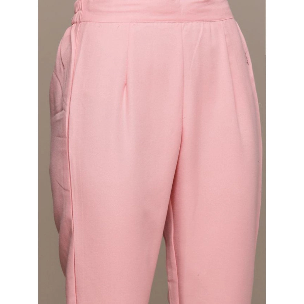 Amfyn Women's Casual 3-4Th Sleeve Ethnic Motifs Rayon Kurti And Pant Set (Lavender)