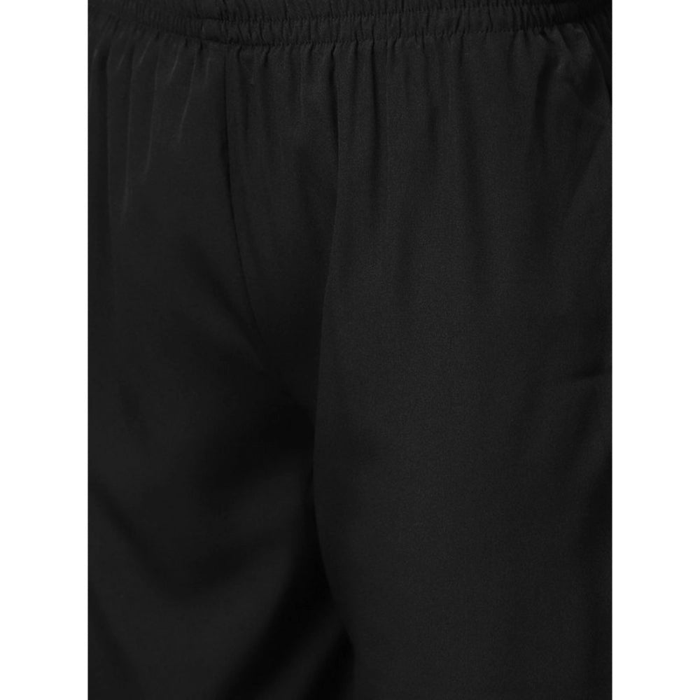 Amfyn Women's Casual 3-4Th Sleeve Floral Printed Crepe Kurti and Palazzo Set (Purple)