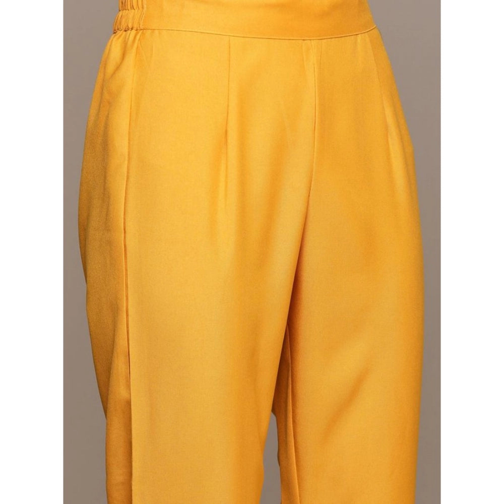 Amfyn Women's Casual 3-4Th Sleeve Ethnic Motifs Rayon Kurti And Pant Set (Bottle Green)