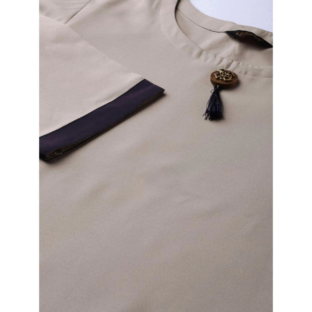 Amfyn Women's Casual 3-4Th Sleeve Paisley Crepe Kurti And Palazzo Set (Beige)