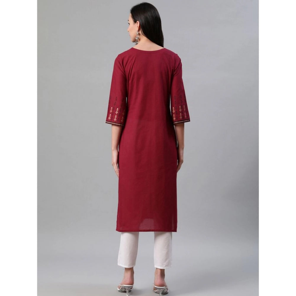 Amfyn Women's Casual 3-4Th Sleeve Ethnic Motifs Rayon Kurti And Pant Set (Red)