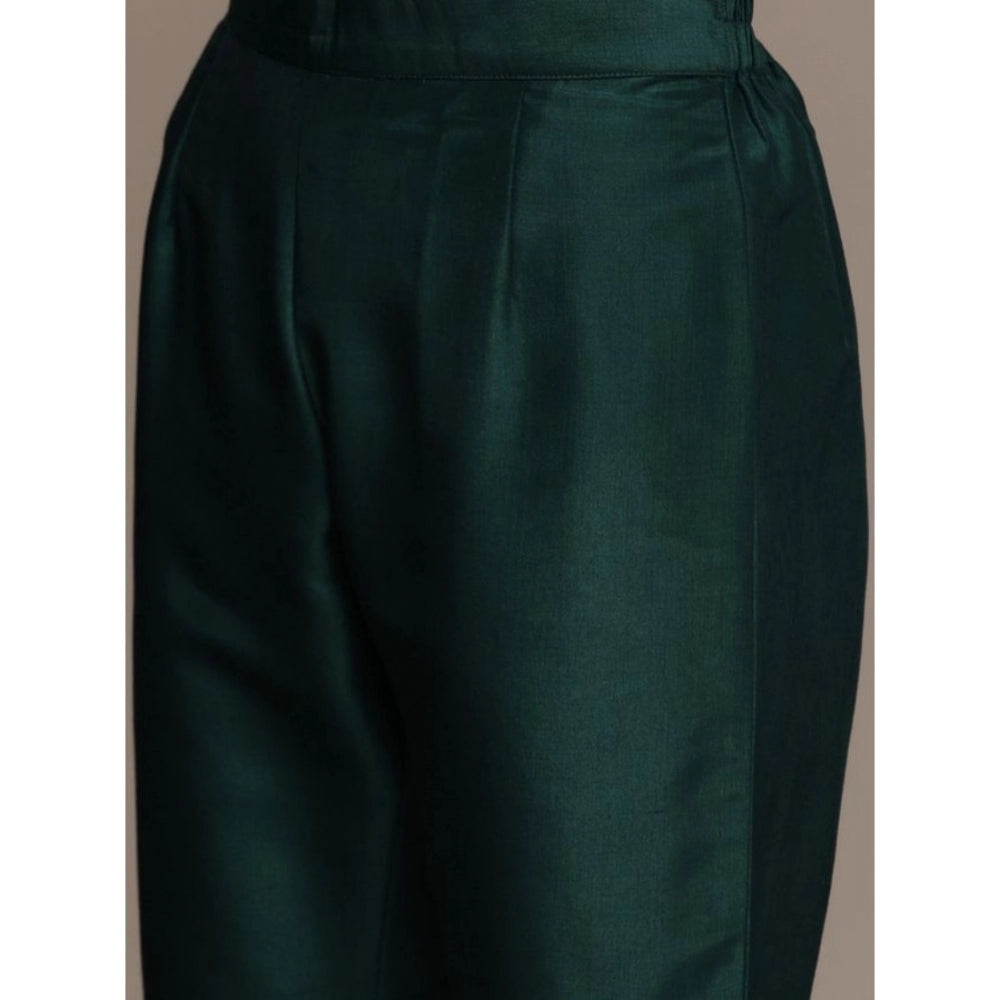 Amfyn Women's Casual 3-4Th Sleeve Traditional Crepe Kurti And Pant Set (Green)
