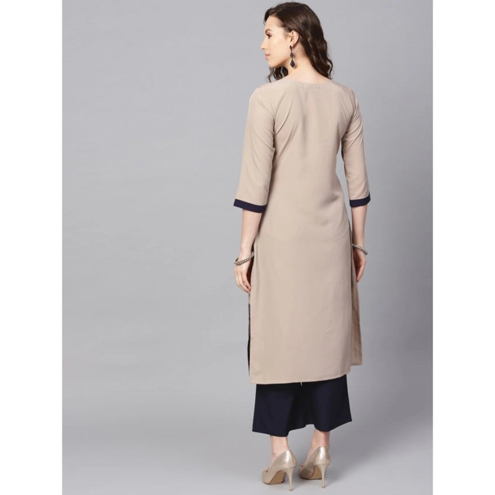 Amfyn Women's Casual 3-4Th Sleeve Paisley Crepe Kurti And Palazzo Set (Beige)