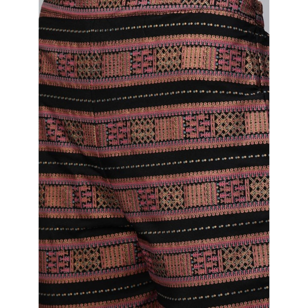 Amfyn Women's Casual 3-4Th Sleeve Geometric Crepe Kurti and Pant Set (Pink)