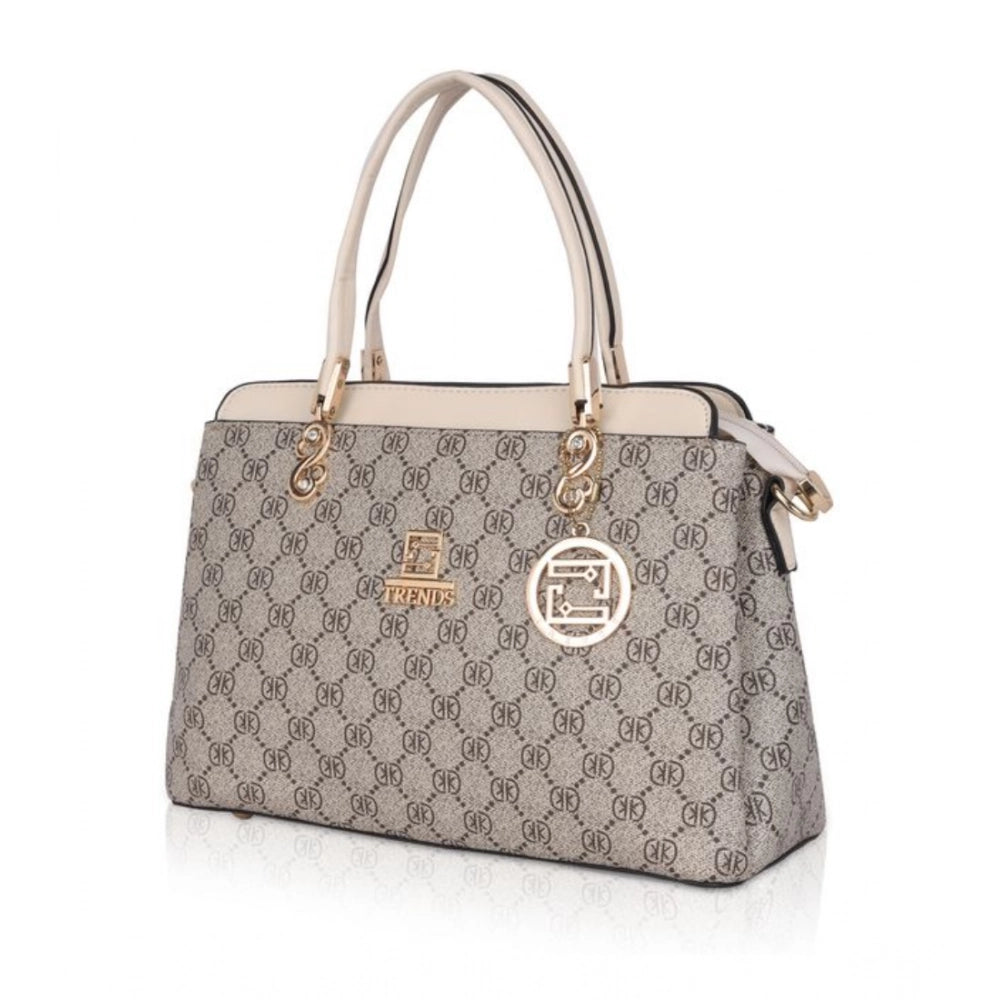 Amfyn Women's Faux Leather Printed Handbag (Beige)