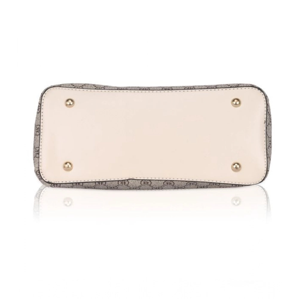 Amfyn Women's Faux Leather Printed Handbag (Beige)