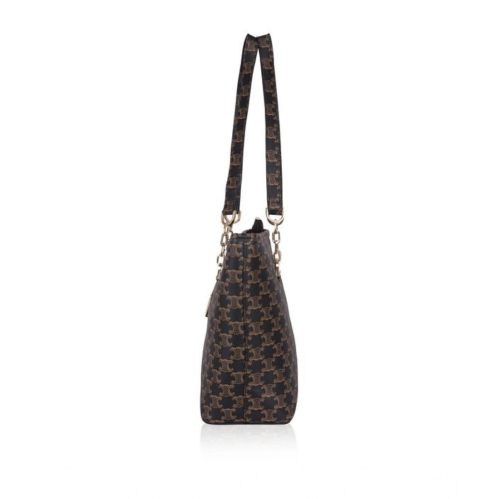 Amfyn Women's Faux Leather Printed Tote Bag (Brown)