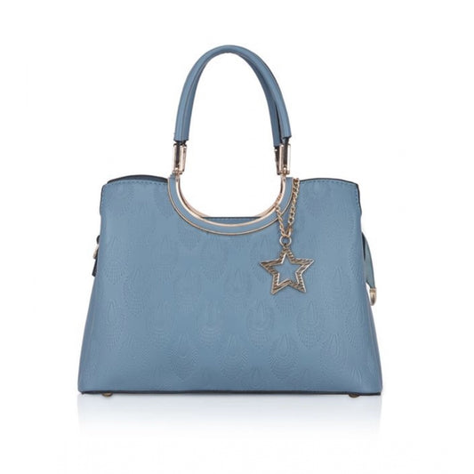 Fashion Women's Faux Leather Printed Adjustable Long Belt Handbag (Blue)