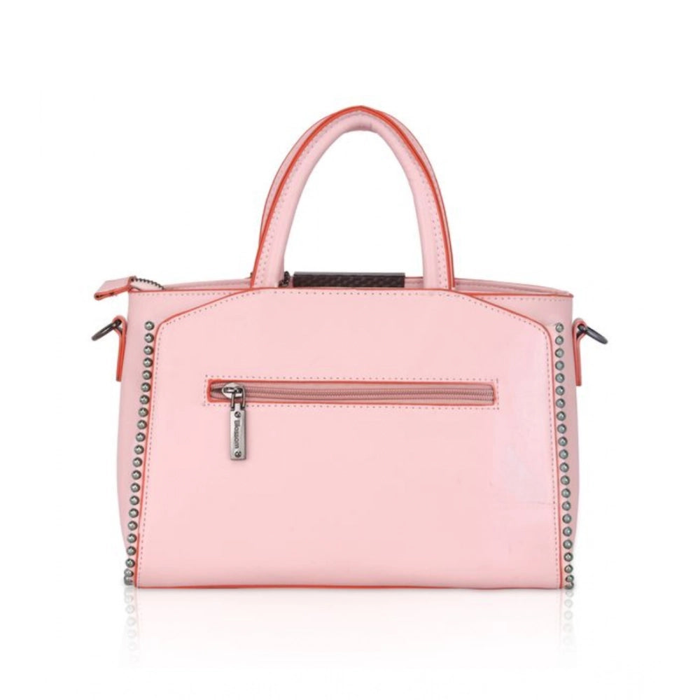 Amfyn Women's Faux Leather Metal Beads Handbag (Pink)
