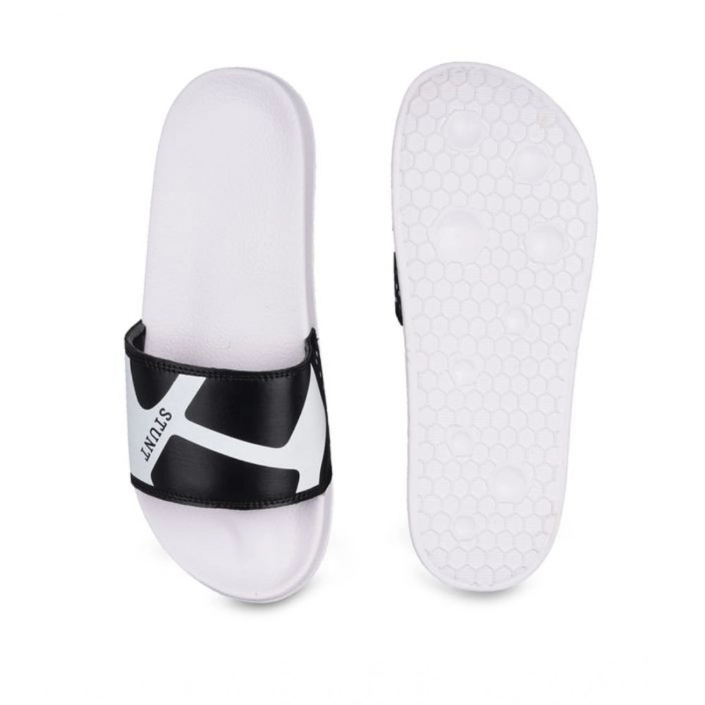 Amfyn Men's Rubber Comfortable Flip-Flops and Slippers (Black)