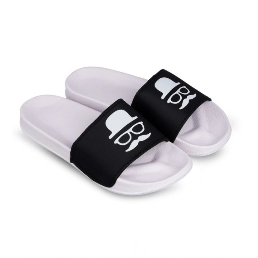 Amfyn Men's Rubber Comfortable Flip-Flops and Slippers (Black)