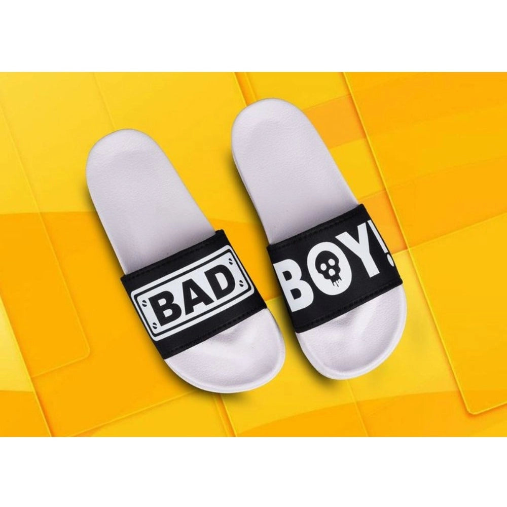 Amfyn Men's Rubber Comfortable Flip-Flops and Slippers (Black)