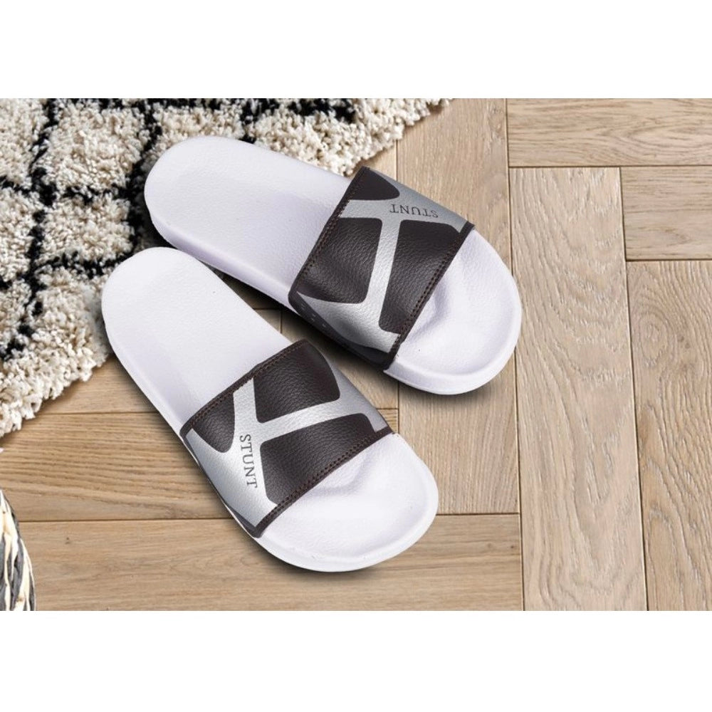 Amfyn Men's Rubber Comfortable Flip-Flops and Slippers (Brown)