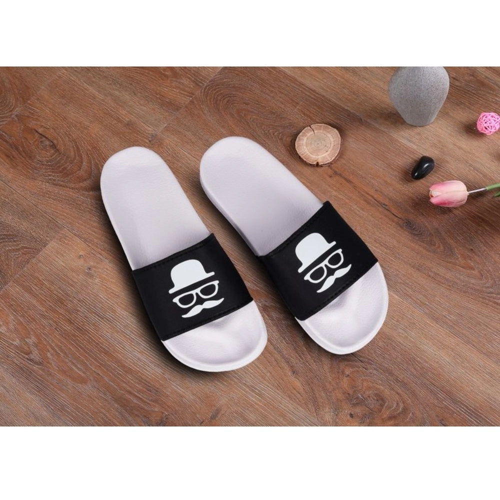 Amfyn Men's Rubber Comfortable Flip-Flops and Slippers (Black)