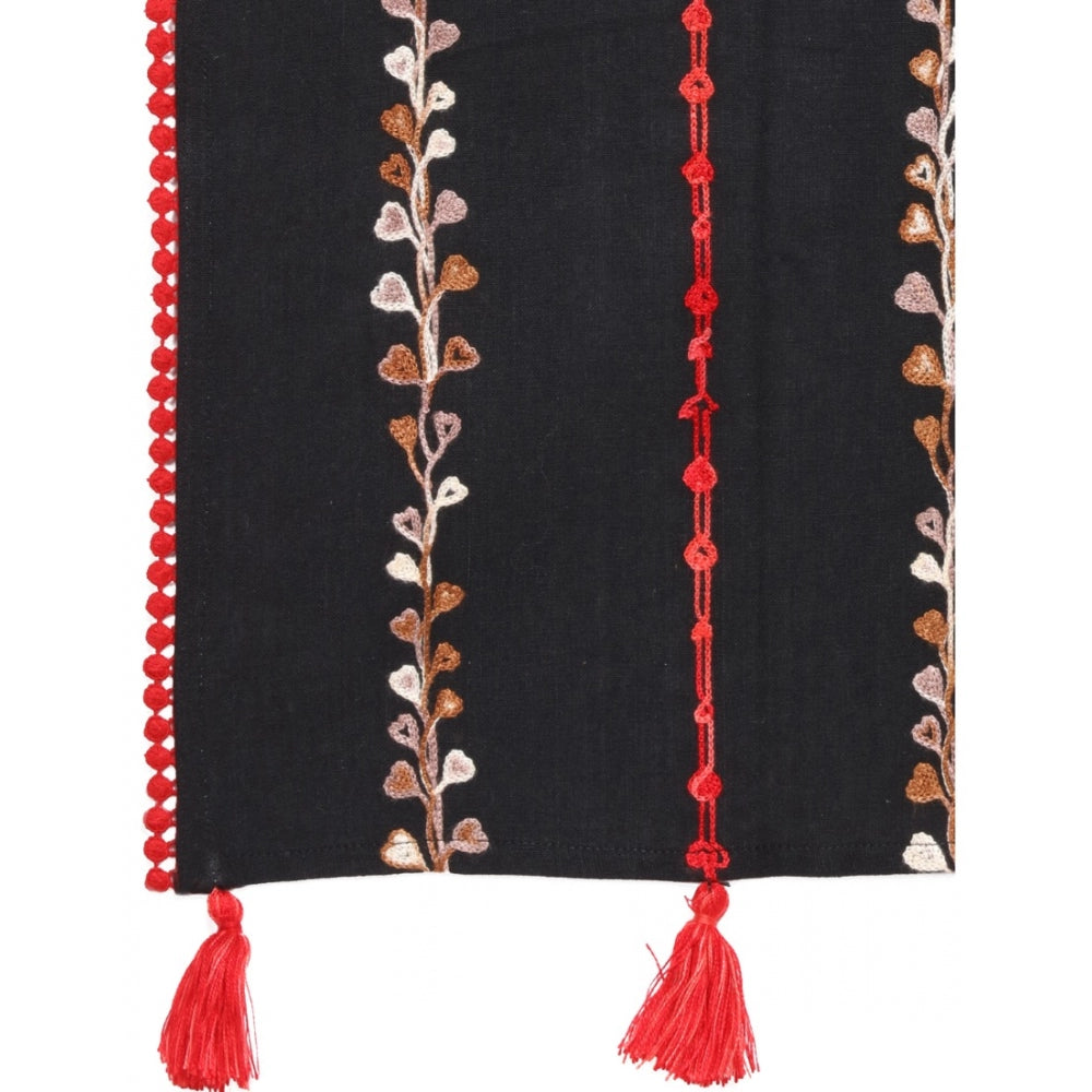 Amfyn Women's Cotton Opaque Stole (Black , Length: 1.5 to 2 Mtr)