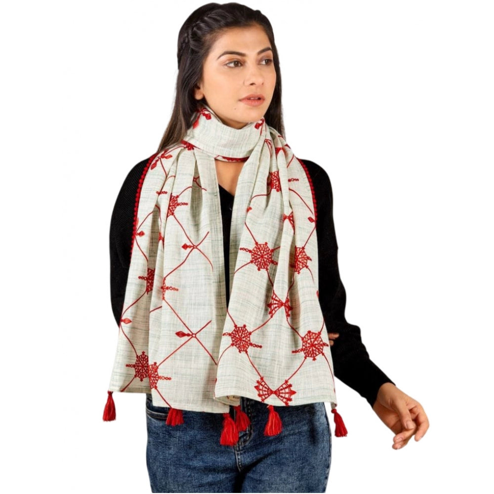 Amfyn Women's Cotton Opaque Stole (White, Length: 1.5 to 2 Mtr)