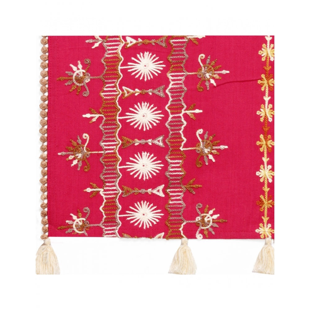 Amfyn Women's Cotton Opaque Stole (Red, Length: 1.5 to 2 Mtr)