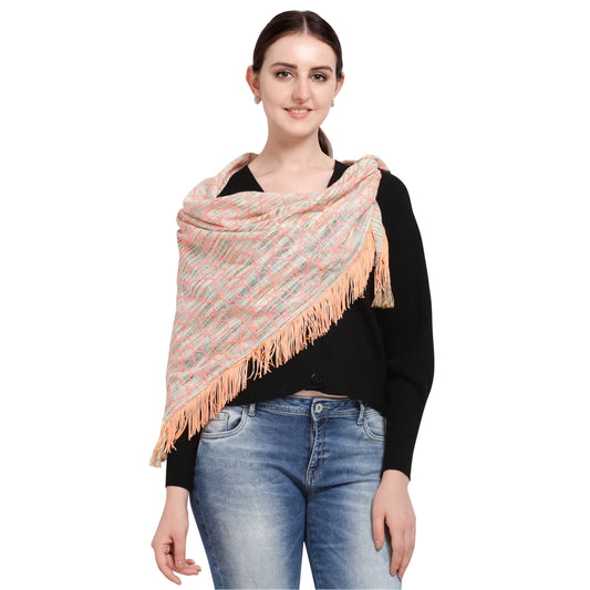 Amfyn Women's Cotton Embroidered Dupatta (Offwhite, Length: 0.5 to 1 Mtr)