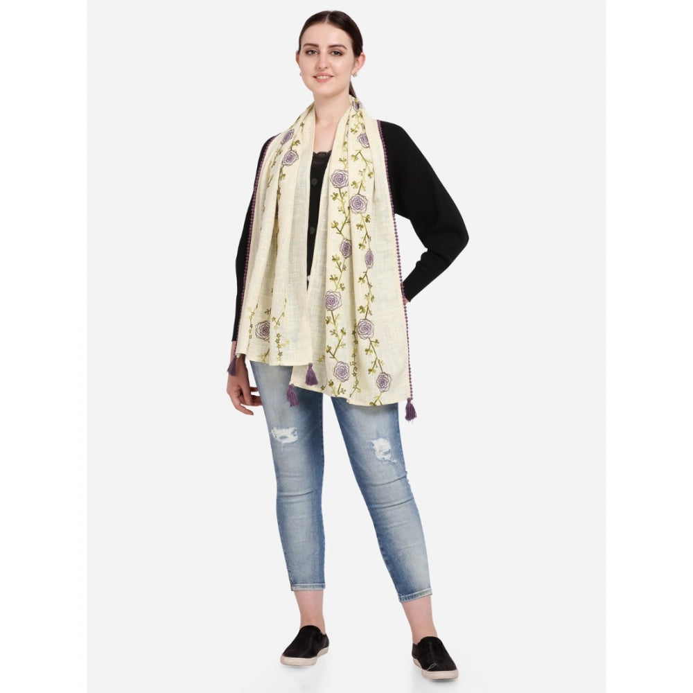 Amfyn Women's Cotton Opaque Stole (Lemon, Length: 1.5 to 2 Mtr)