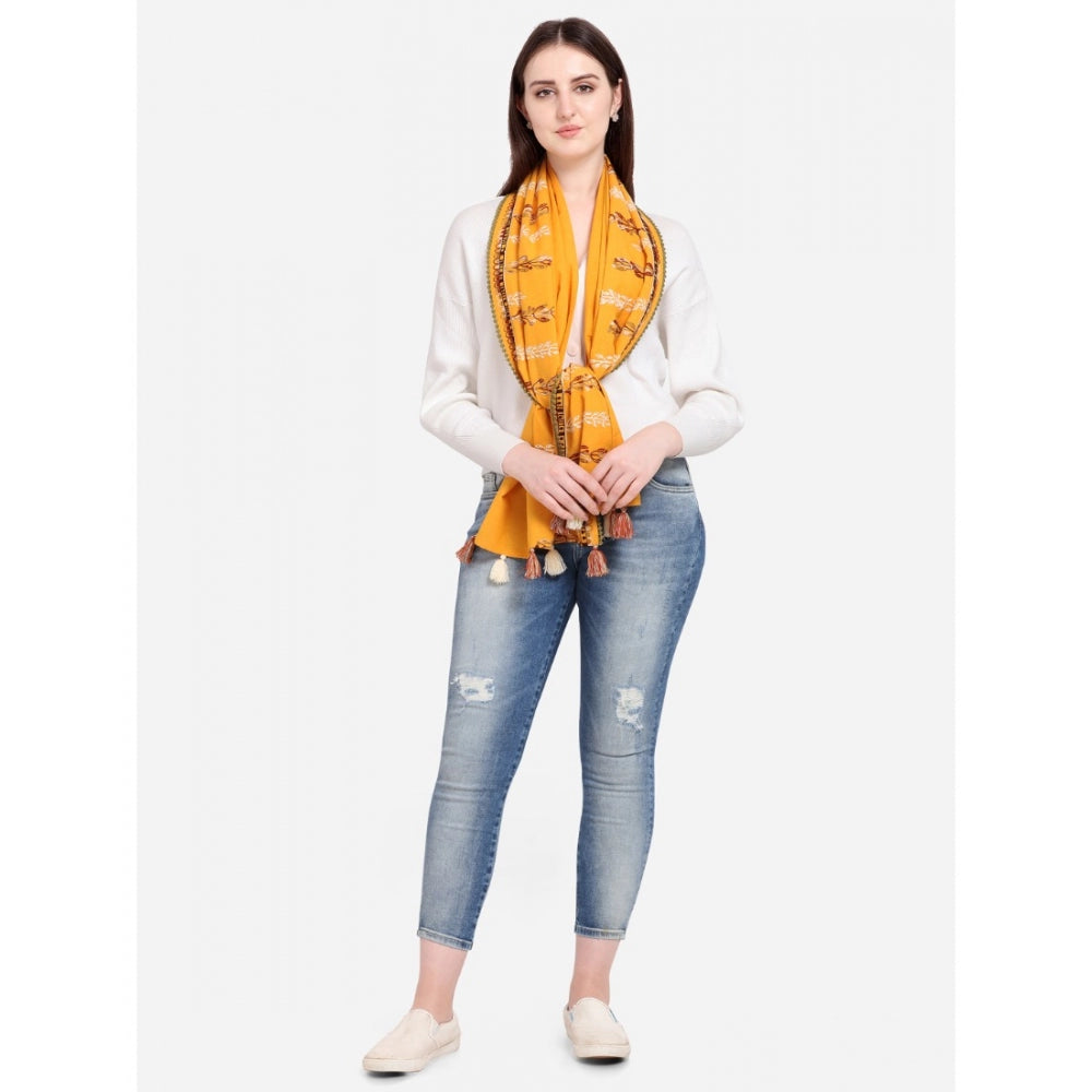Amfyn Women's Cotton Opaque Stole (Yellow, Length: 1.5 to 2 Mtr)