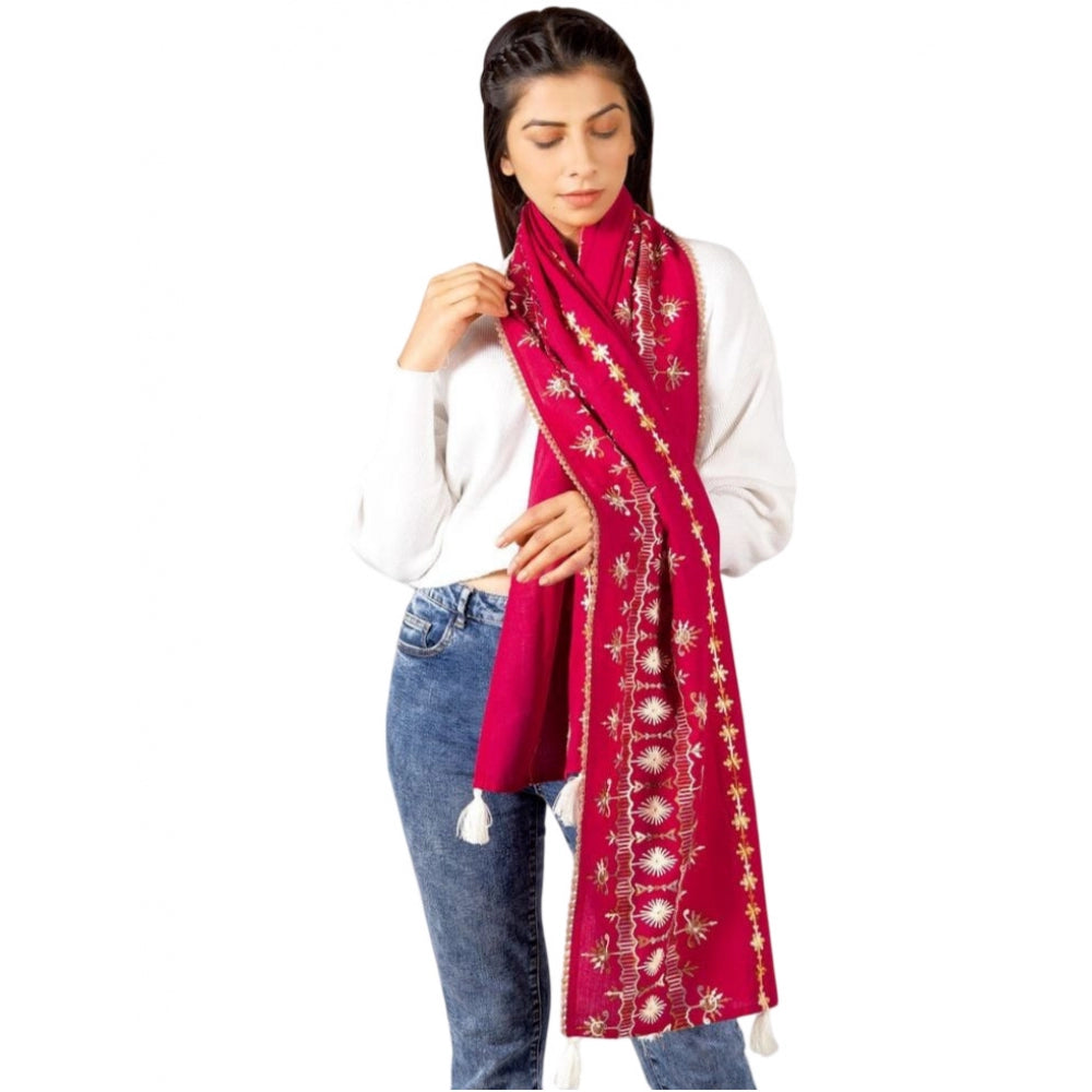 Amfyn Women's Cotton Opaque Stole (Red, Length: 1.5 to 2 Mtr)