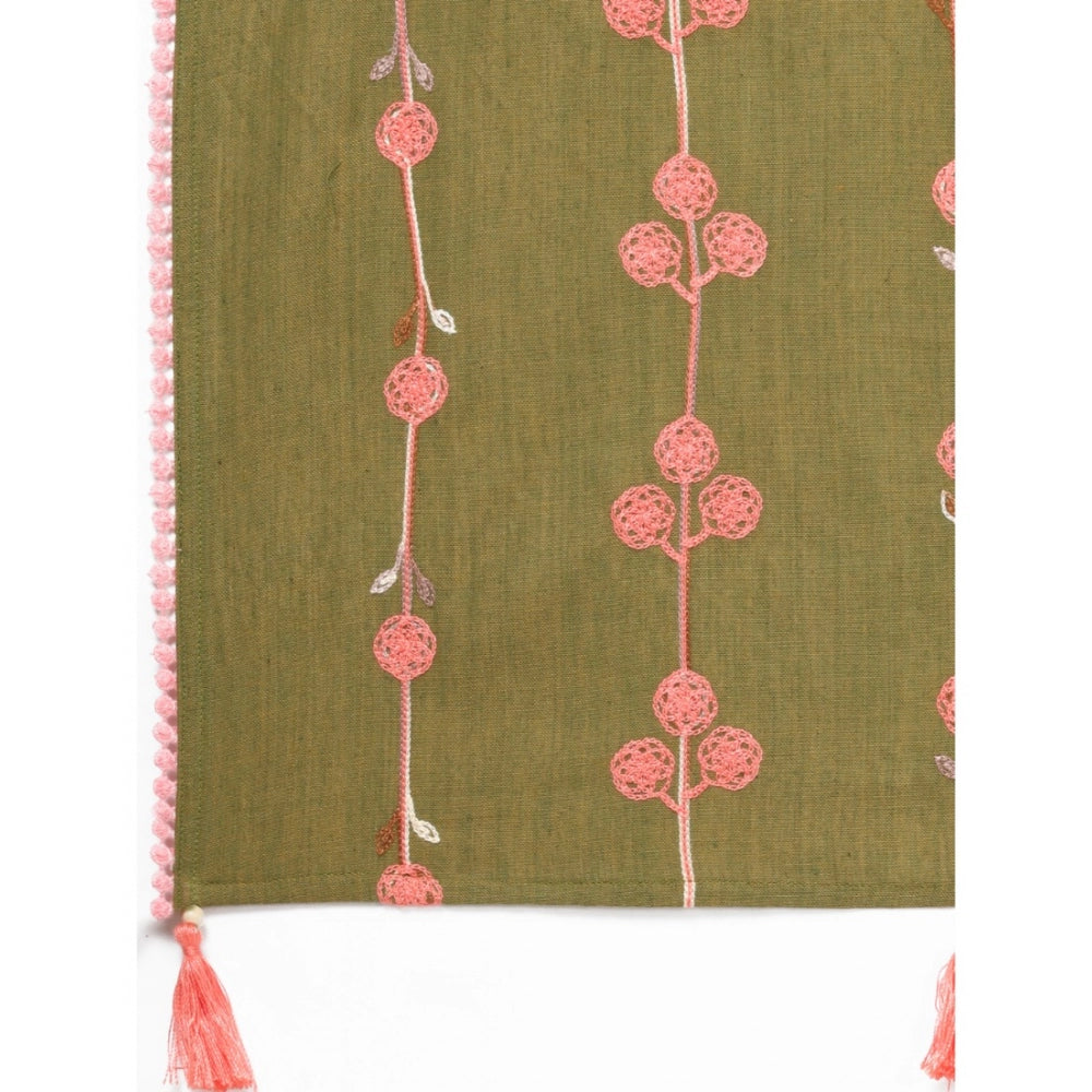 Amfyn Women's Cotton Opaque Stole (Olive, Length: 1.5 to 2 Mtr)