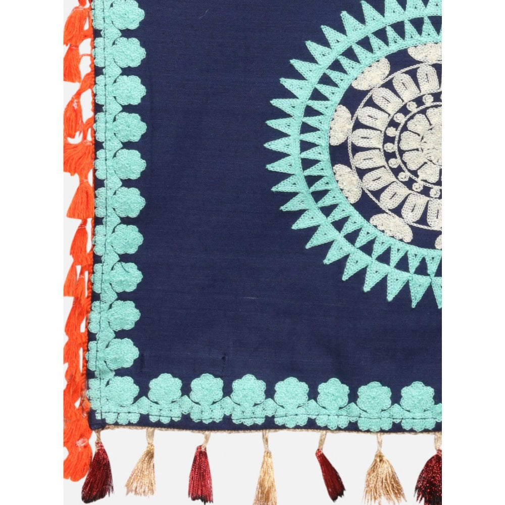 Amfyn Women's Cotton Embroidered Dupatta (Navyblue, Length: 0.5 to 1 Mtr)