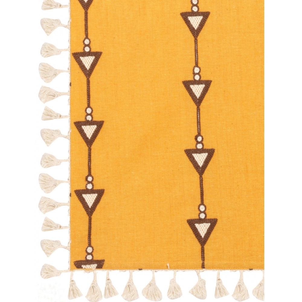 Amfyn Women's Cotton Embroidered Dupatta (Mustuard, Length: 0.5 to 1 Mtr)