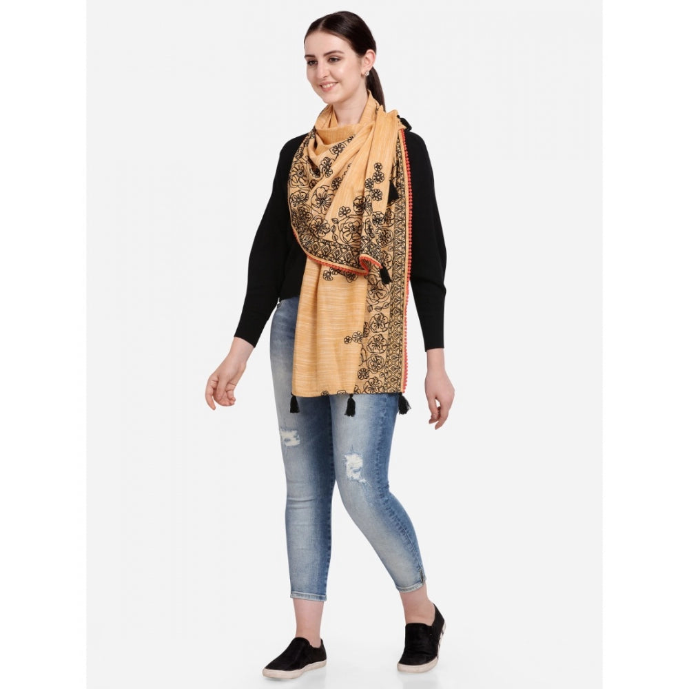 Amfyn Women's Cotton Opaque Stole (Orange, Length: 1.5 to 2 Mtr)