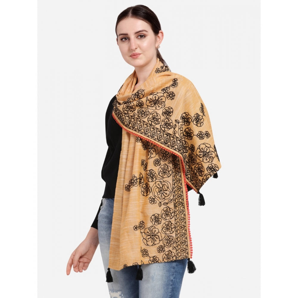 Amfyn Women's Cotton Opaque Stole (Orange, Length: 1.5 to 2 Mtr)