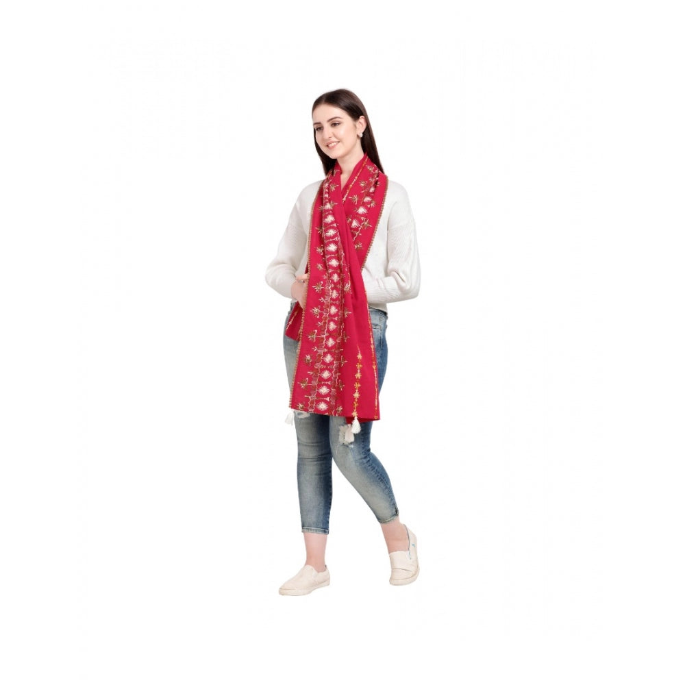 Amfyn Women's Cotton Opaque Stole (Red, Length: 1.5 to 2 Mtr)