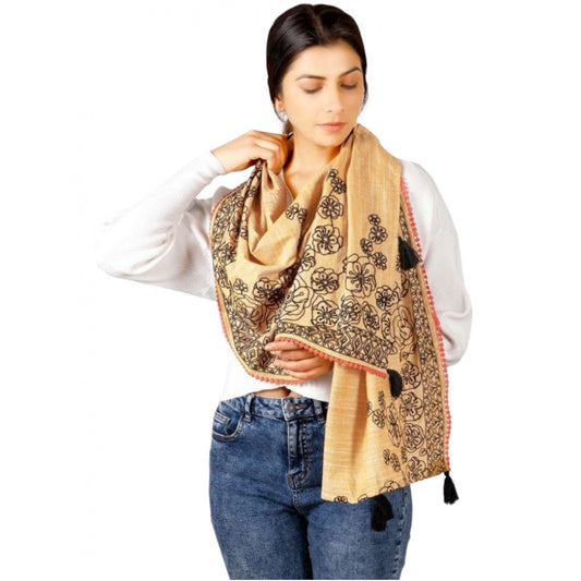 Amfyn Women's Cotton Opaque Stole (Orange, Length: 1.5 to 2 Mtr)