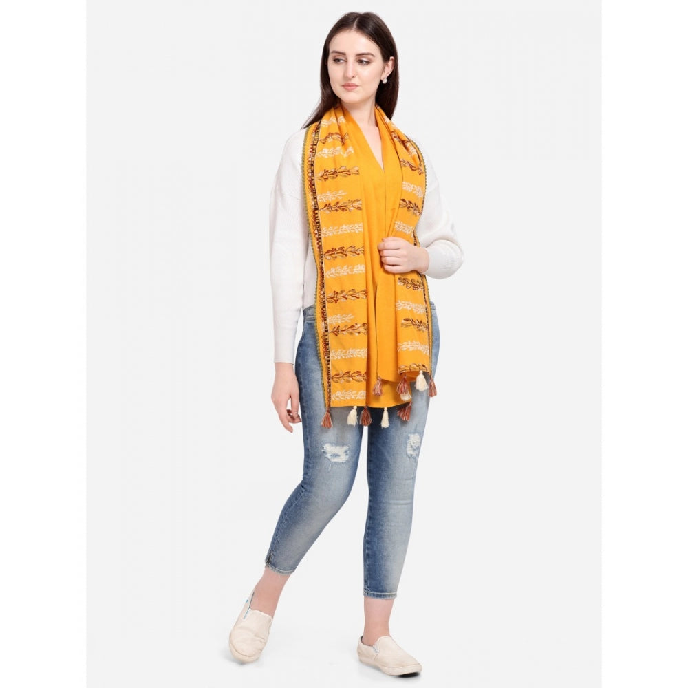 Amfyn Women's Cotton Opaque Stole (Yellow, Length: 1.5 to 2 Mtr)