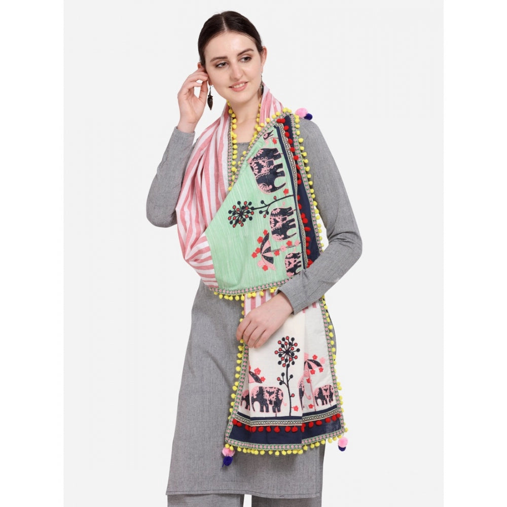 Amfyn Women's Cotton Embroidered Dupatta (Off White, Length: 1.5 to 2 Mtr)