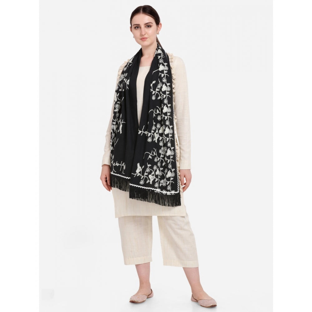 Amfyn Women's Cotton Embroidered Dupatta (Black, Length: 0.5 to 1 Mtr)