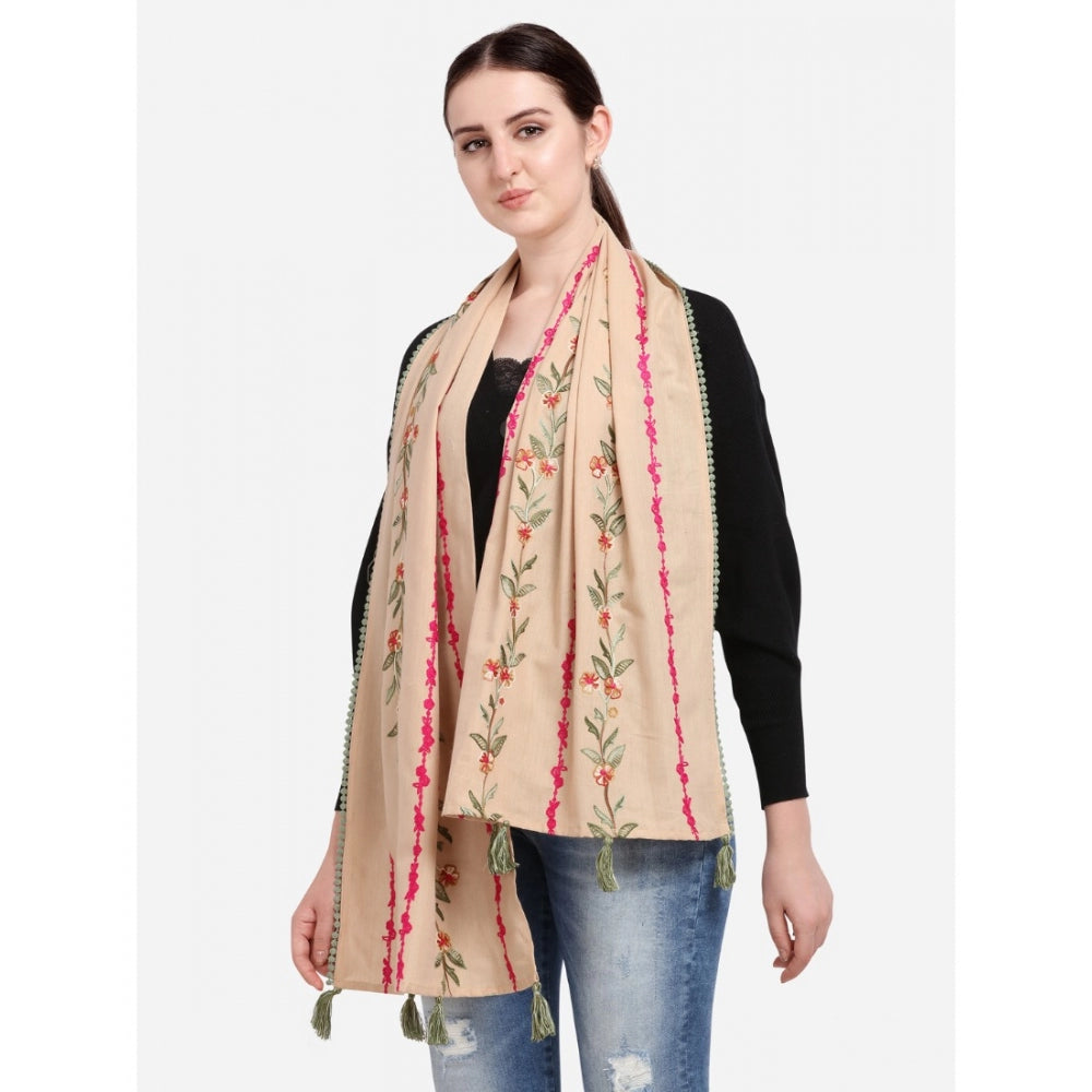 Amfyn Women's Cotton Opaque Stole (Beige, Length: 1.5 to 2 Mtr)