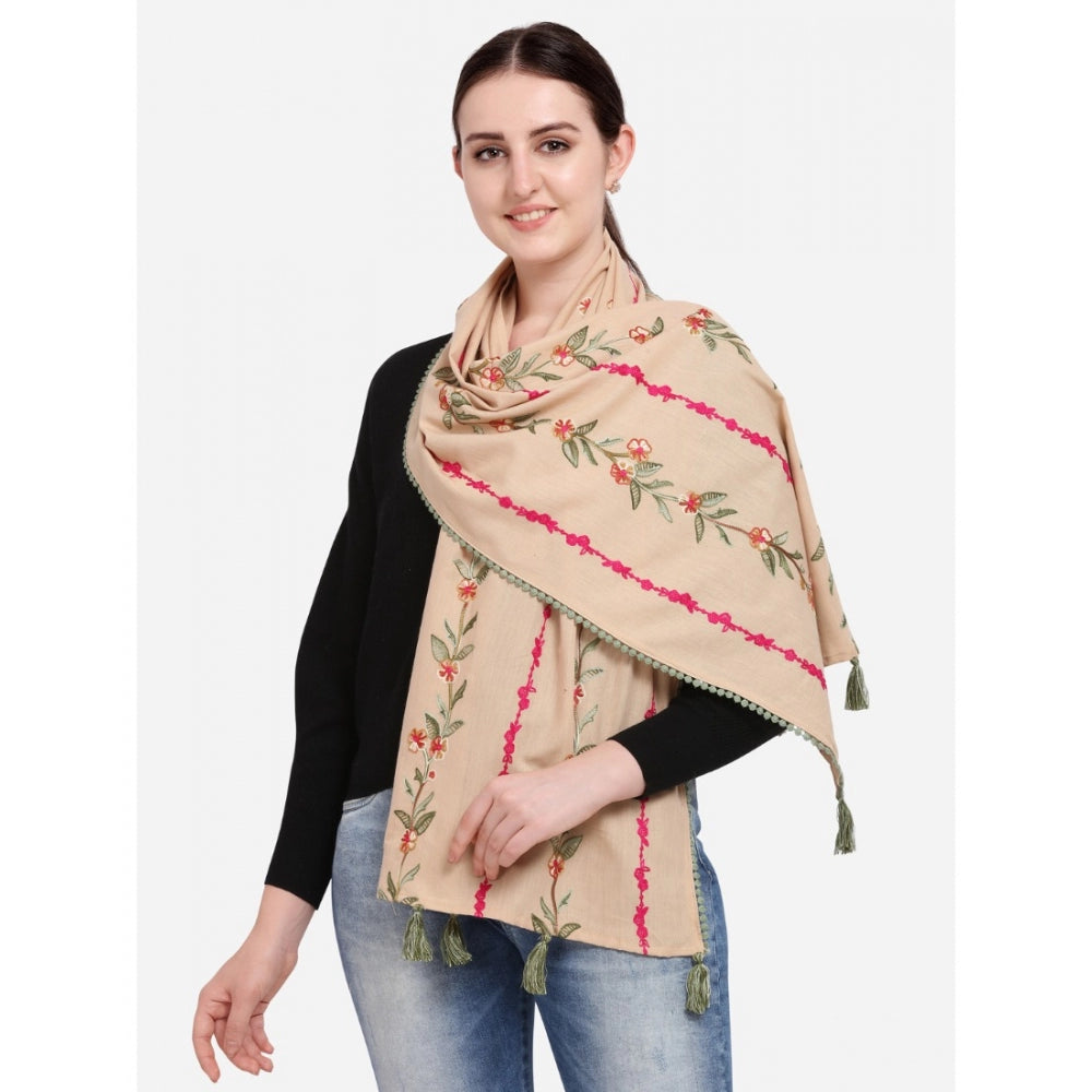Amfyn Women's Cotton Opaque Stole (Beige, Length: 1.5 to 2 Mtr)