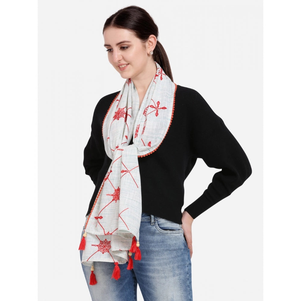 Amfyn Women's Cotton Opaque Stole (White, Length: 1.5 to 2 Mtr)