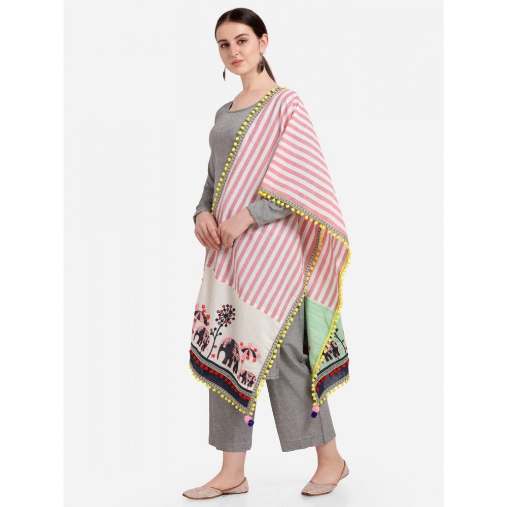 Amfyn Women's Cotton Embroidered Dupatta (Off White, Length: 1.5 to 2 Mtr)