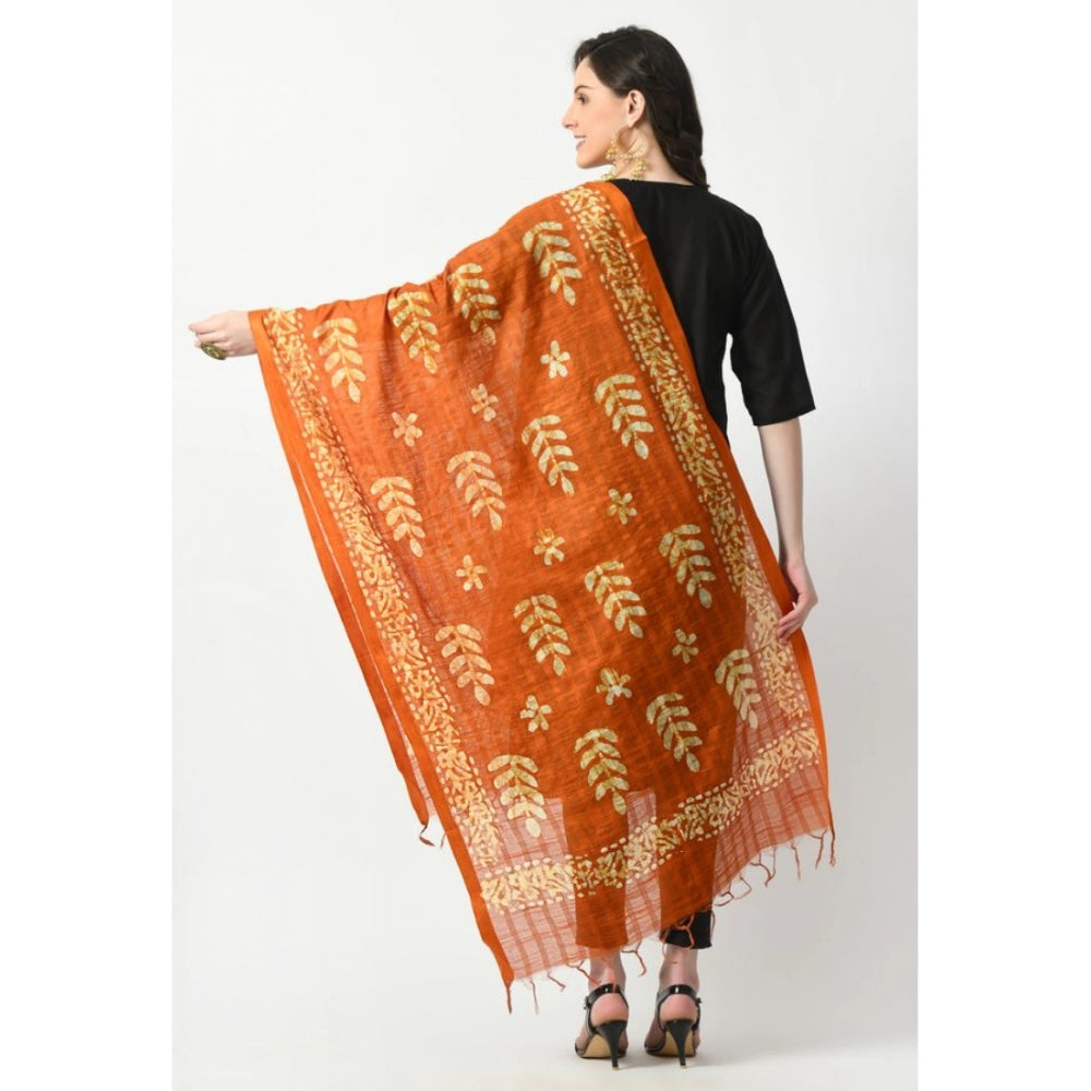 Amfyn Women's Cotton Printed Dupatta (Mustard, Length: Free Size)