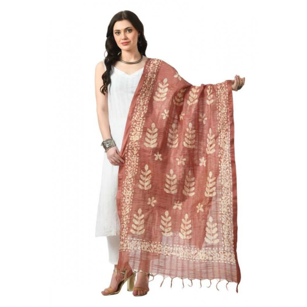 Amfyn Women's Cotton Printed Dupatta (Brown, Length: Free Size)