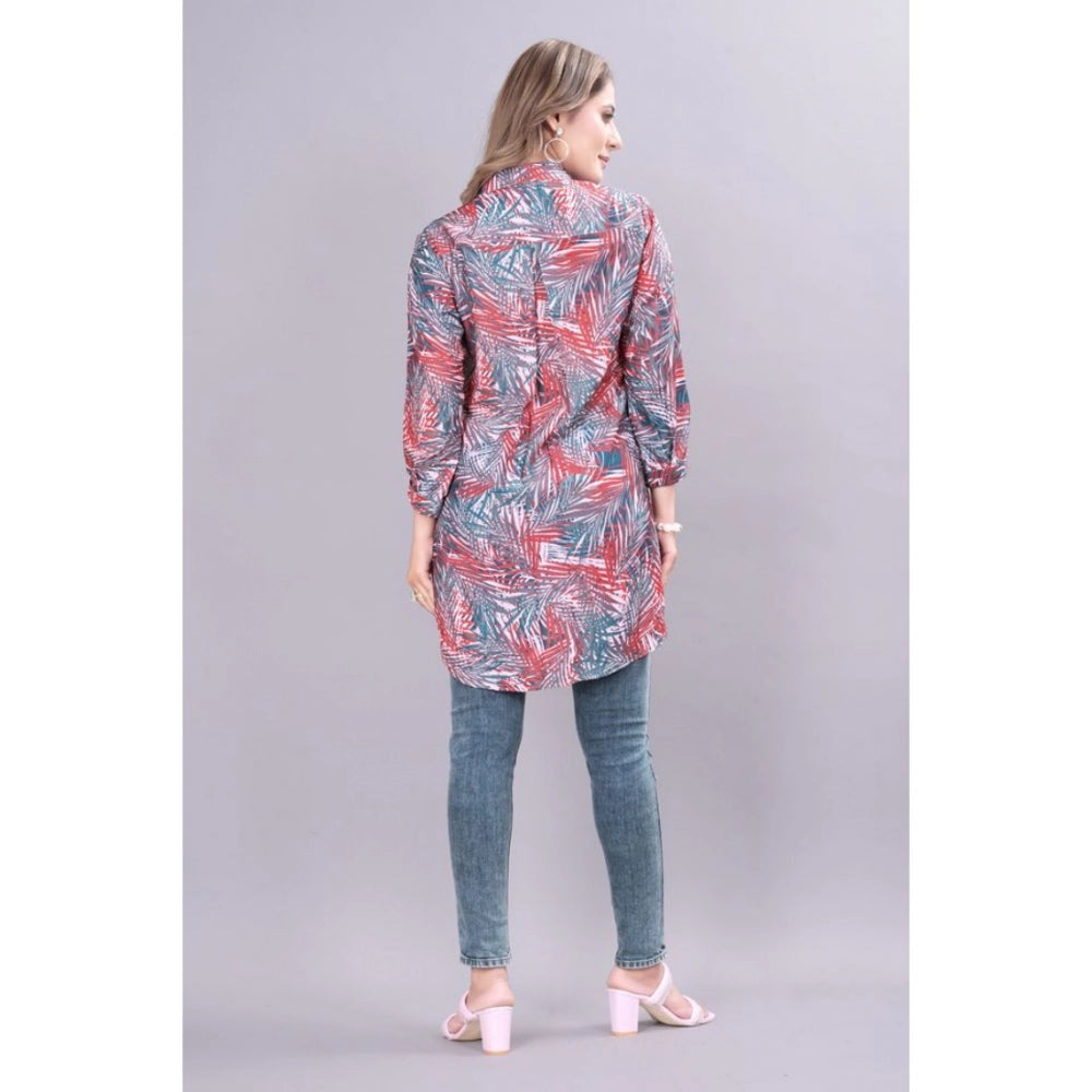 Amfyn Women's Casual 3-4th Sleeve Printed Crepe Tunic (Multicolor)
