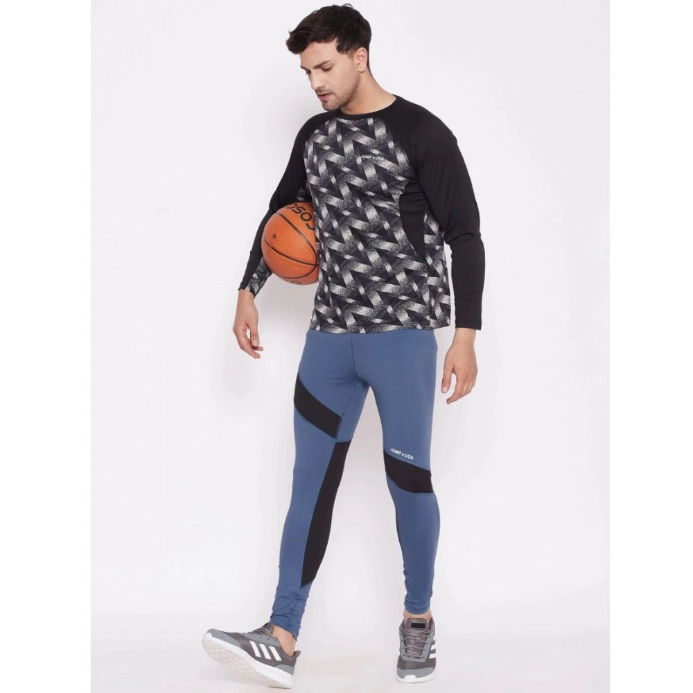 Amfyn Men's Printed Polyester Tights (Blue)